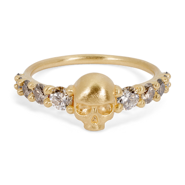 Grey Diamond Love Dusk Skull Ring - Made to Order